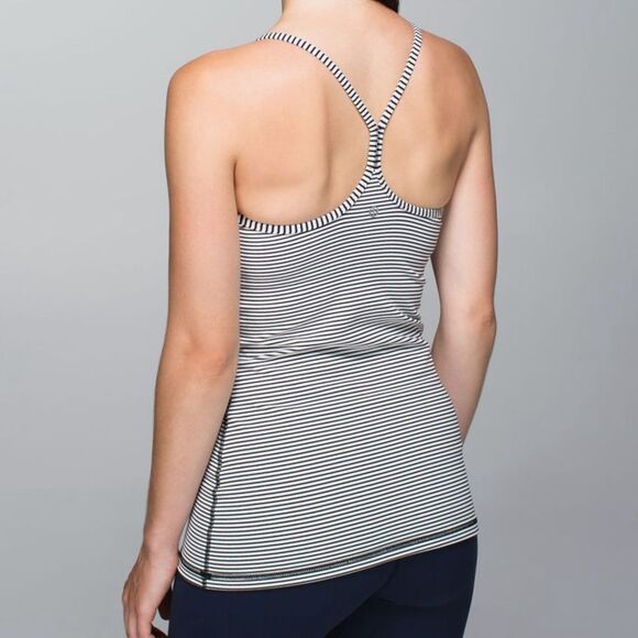 Lululemon Black & White Striped Power Y Racerback Tank Top - Picture 1 of 6